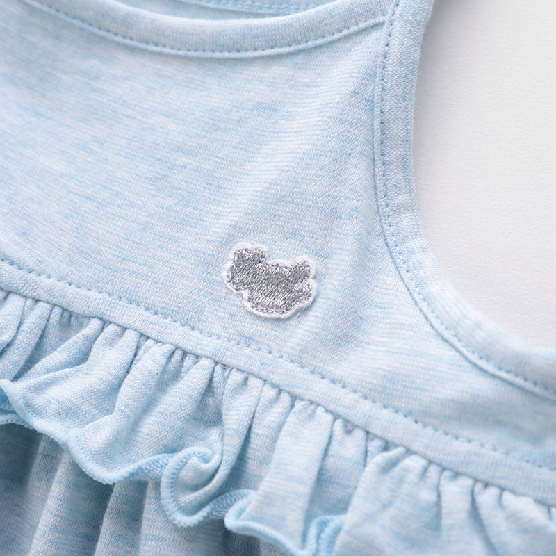 LABI BABY Girls Summer Cotton Dresses Blue Purple Sleeveless Ruffle Beach Dress Party Dresses Children Clothing Kids Clothes