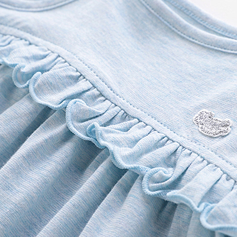 LABI BABY Girls Summer Cotton Dresses Blue Purple Sleeveless Ruffle Beach Dress Party Dresses Children Clothing Kids Clothes