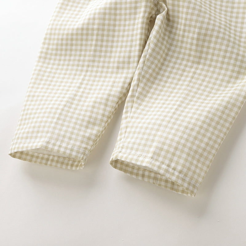 LABI BABY Children's Long Sleeve Plaid Print Cardigan Top and Pant Set Baby Girl Clothes Spring Clothing Boys Set