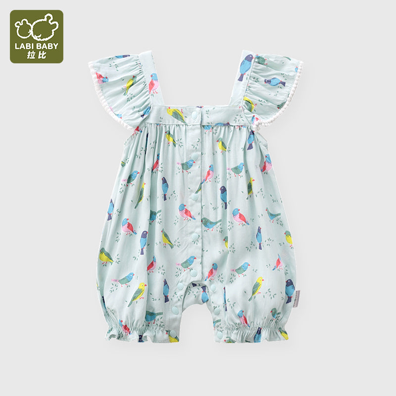 LABI BABY peleles para bebé recién nacido, monos para recién nacido, monos de algodón suave sin mangas con estampado de aves para niña, trajes de verano