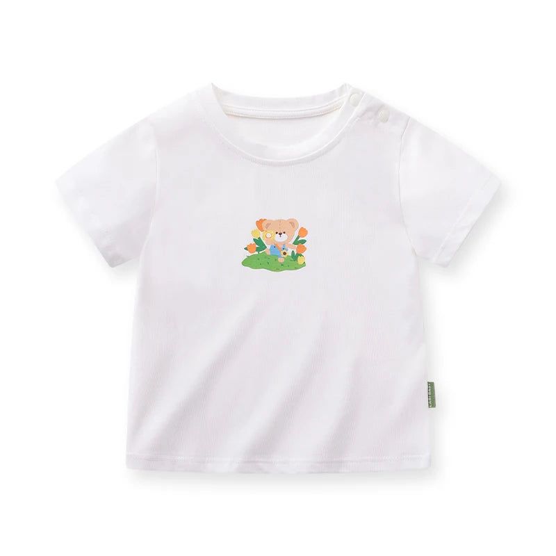 LABI BABY Summer Cartoon T shirt for Boy Girl Short Sleeve Top Children T-shirt Casual High-end Infant Clothes Clothing 1-6 Year