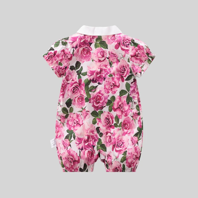 LABI BABY Colorful Floral Jumpsuit for Girls Rose Pattern Summer Bodysuit Toddler Flowers Clothes Infant Party Clothing Outfit