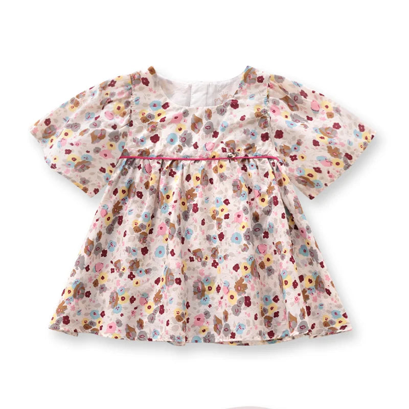 LABI BABY Girls Flower Top Elegant Shirt for Girls Toddler Summer Floral T-shirt Children Clothes Kid Colorful Festival Clothing