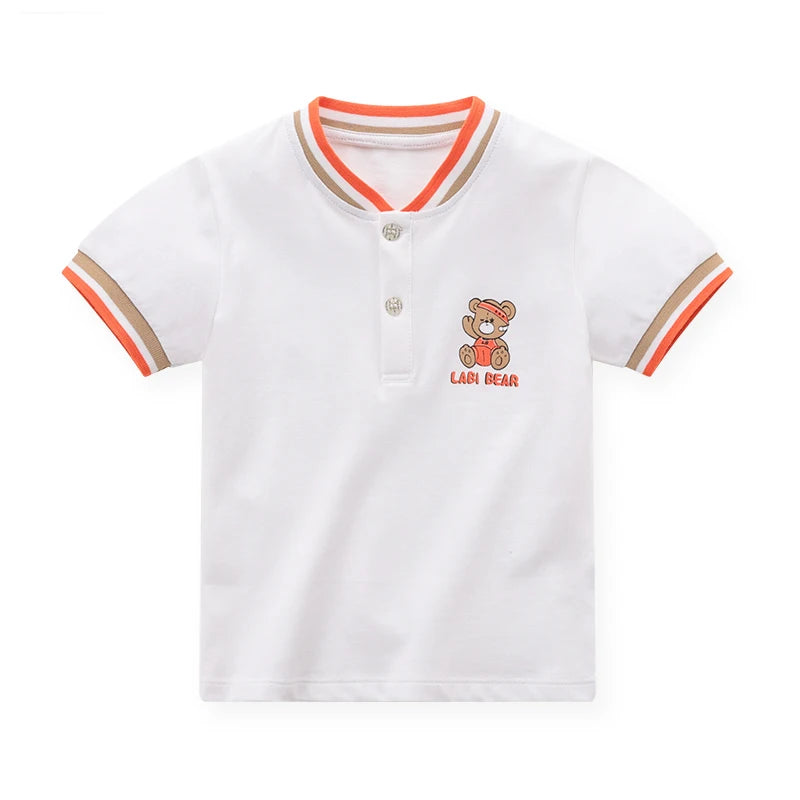 Baby Boys Polo Shirts Toddler Kids Summer Tops Short Sleeve T Shirt Boys Sports Clothes Bear Print Children Clothing 1-6 Years