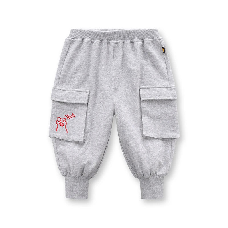 LABI BABY Black Grey Pockets Pants Casual Autumn Spring Kids Sports Trousers Boys Girls Sweatpants 1-6 Years Children Clothes
