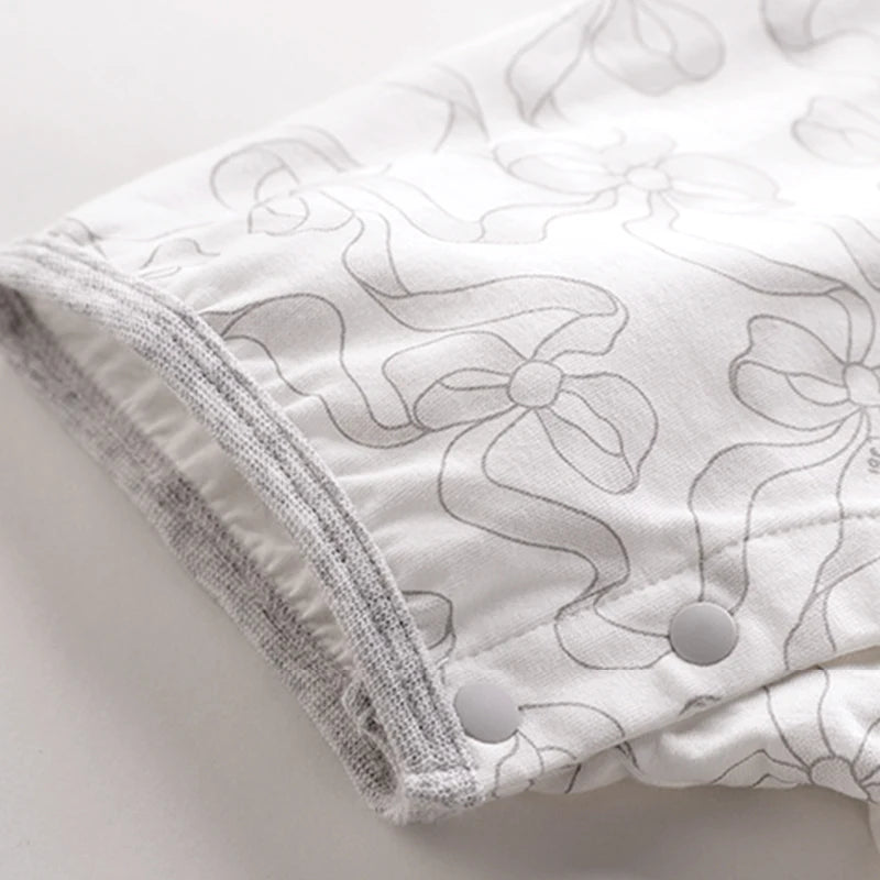 High-end Newborn Rompers Ruffle Sleeve Bows Flower Print Infant Bodysuit for Boy Girls Toddler Jumpsuit Baby Clothes Gift Summer