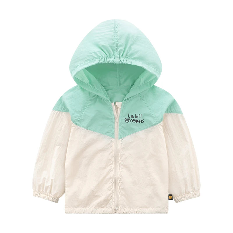 LABI BABY 1-6 Toddlers Windproof Hooded Jacket Thin Zipper Coat for Boys Girls Kids Casual Outerwear Spring Autumn Baby Clothes