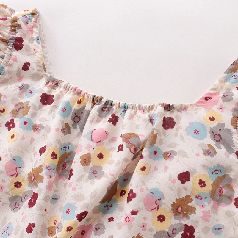 LABI BABY Elegant Flowers Vest Girls Toddler Summer Floral Top Infant Sleeveless Tops Kid Clothing Toddler Children Clothes