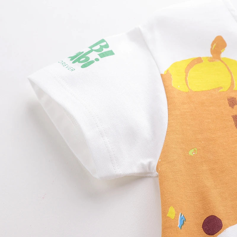 Summer Newborn Romper Boys Girls Short Sleeve Jumpsuit Infant Playsuits Baby Round Neck Cartoon Bear Cute Toddlers Clothing