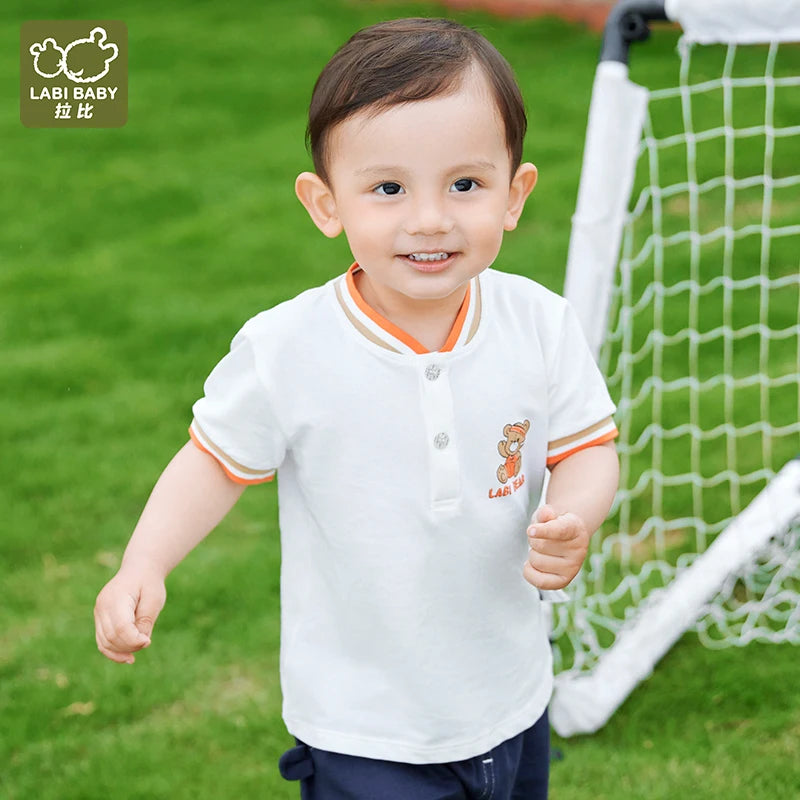 Baby Boys Polo Shirts Toddler Kids Summer Tops Short Sleeve T Shirt Boys Sports Clothes Bear Print Children Clothing 1-6 Years
