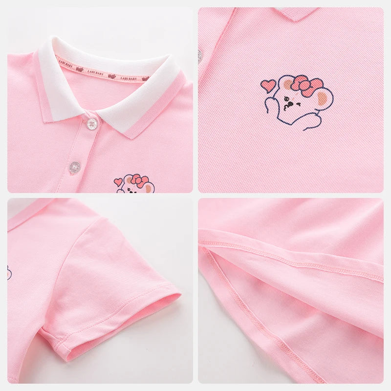 Summer Baby Girl Dress 3-6 Year Old Girl Casual frocks Solid Color Cartoon Cute and Sweet Children's Clothing