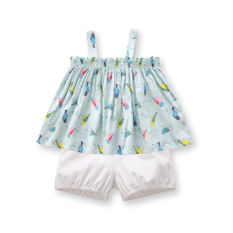 LABI BABY Conjunto de traje sin mangas de verano para niñas recién nacidas, Top, pantalón corto, camiseta fina para niños pequeños, Top de vacaciones para bebé, ropa infantil