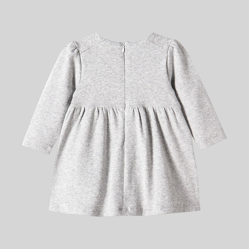 LABI BABY Autumn Dresses for Kids Girls 1-5 Years Old Children Casual Long Sleeve Dress with Pocket Indoor Outdoor Child Clothes