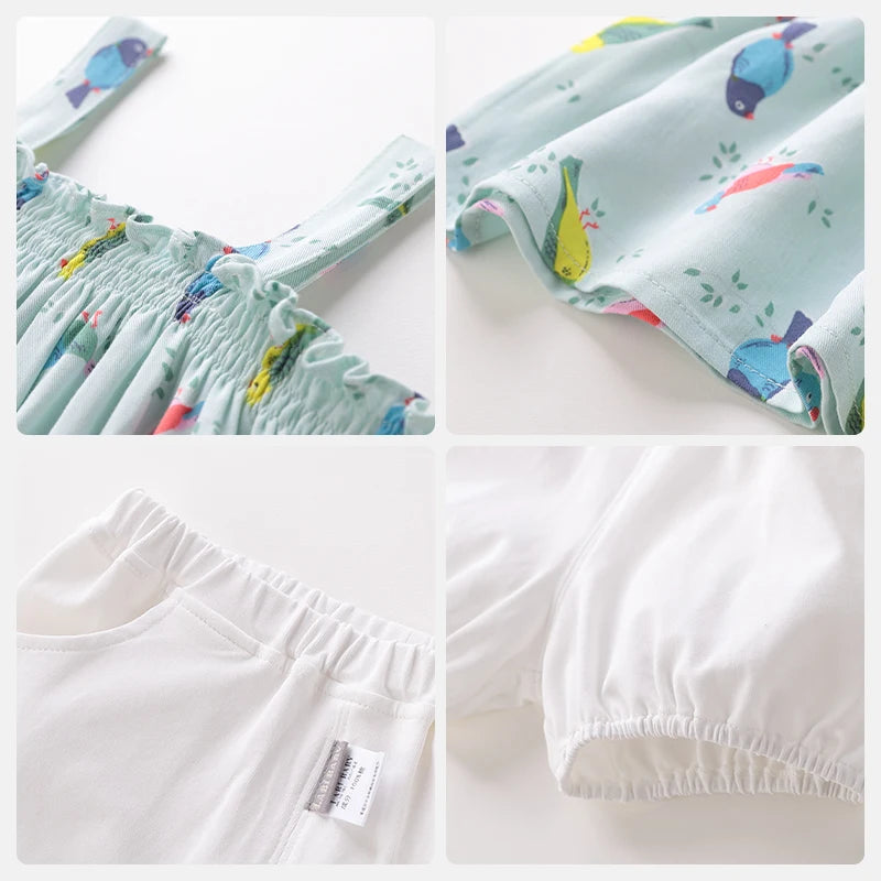 LABI BABY Summer Sleeveless Outfit Set for Newborn Girls Top Short Pant Thin Toddler T shirt Holiday Baby Top Infant ClothING