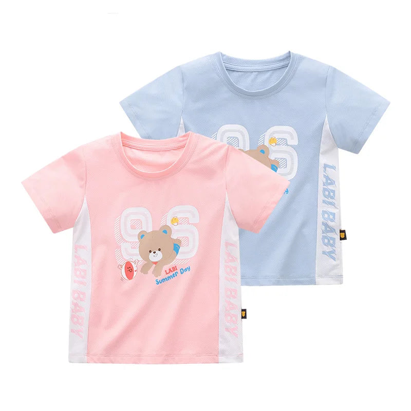 Children Summer Cool Feeling T-shirt UV Protected Short Sleeve T-shirt 1-6 Year Quick Drying Sports Top Boy Girl Kids Clothing