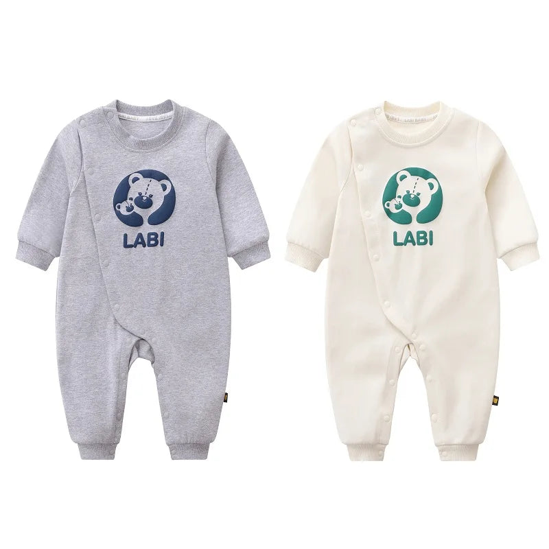 LABI BABY Cotton Sports Romper Spring Fall Long Sleeve Playsuits Casual Infant Jumpsuit Toddler Bodysuit Newborn Onesie Gift