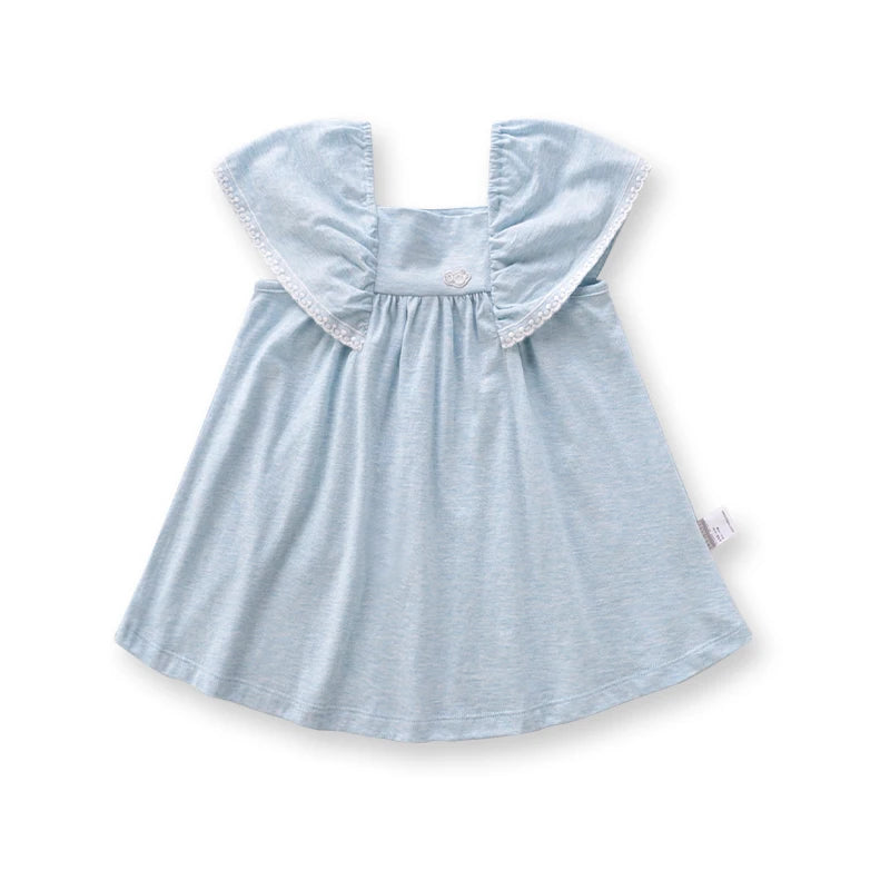 LABI BABY Summer Lace Dresses for Girls Kids Elegant Sleeveless Princess Dress Toddler Dresses Blue Purple Thin Clothes