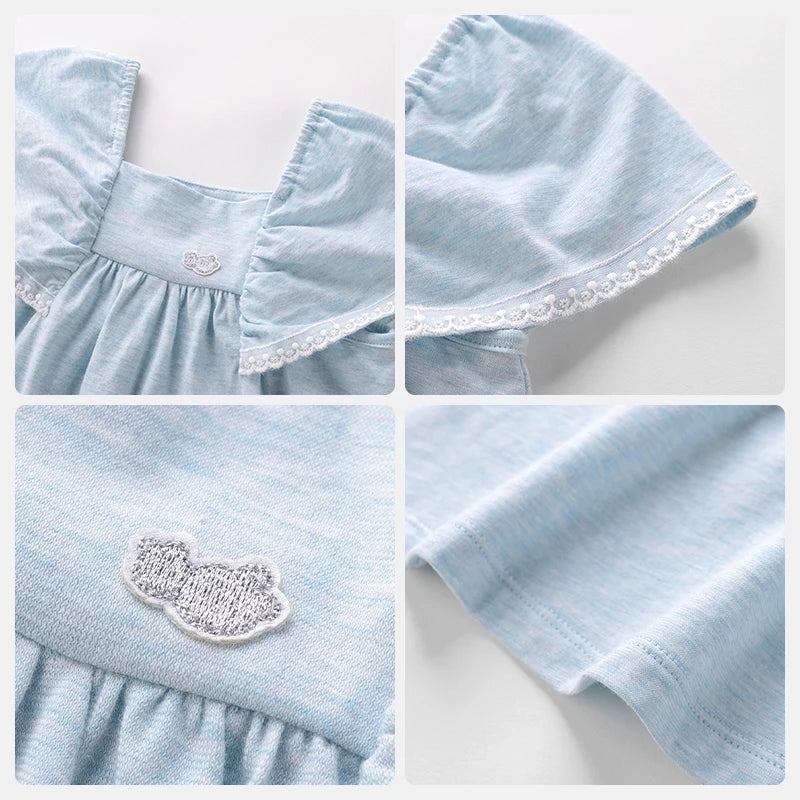 LABI BABY Summer Lace Dresses for Girls Kids Elegant Sleeveless Princess Dress Toddler Dresses Blue Purple Thin Clothes