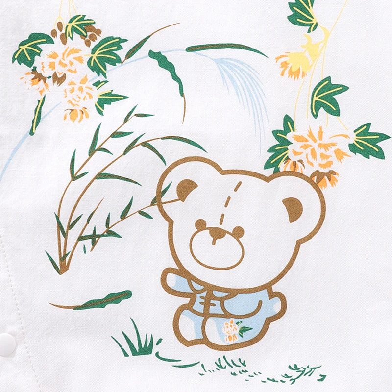 Boys and Girls Short Sleeved Round Necked Jumpsuit Summer 3-24 Months Cartoon Cute Crawling Clothes Casual Children's Clothing