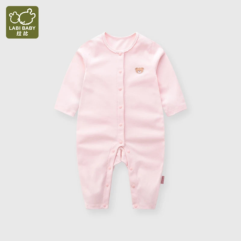 Baby Girls Pure Cotton Jumpsuit 6-24 Months Newborn Solid Color Bodysuits Spring and Autumn Girls' One-pieces