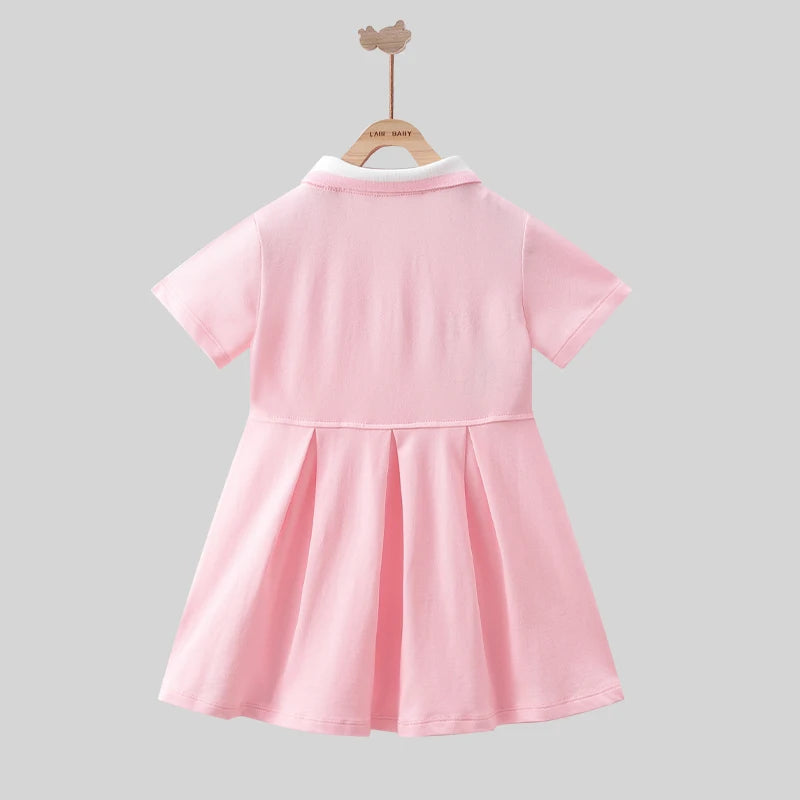 Summer Baby Girl Dress 3-6 Year Old Girl Casual frocks Solid Color Cartoon Cute and Sweet Children's Clothing