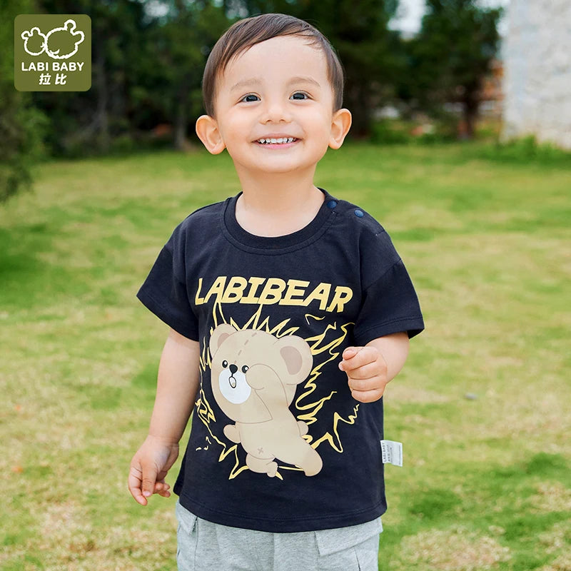 LABI BABY Kids Summer Cotton Round Neck Sleeve Short T-shirt boy and girl  Cartoon Print Casual Children's clothing