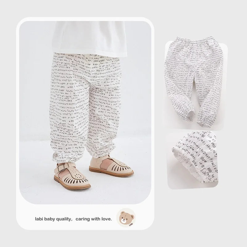 1-5 Year Summer Casual Pants for Boys Girls Cartoon Print Soft Trousers Breathable Spring Pants Kids Clothing Baby Clothes 2024