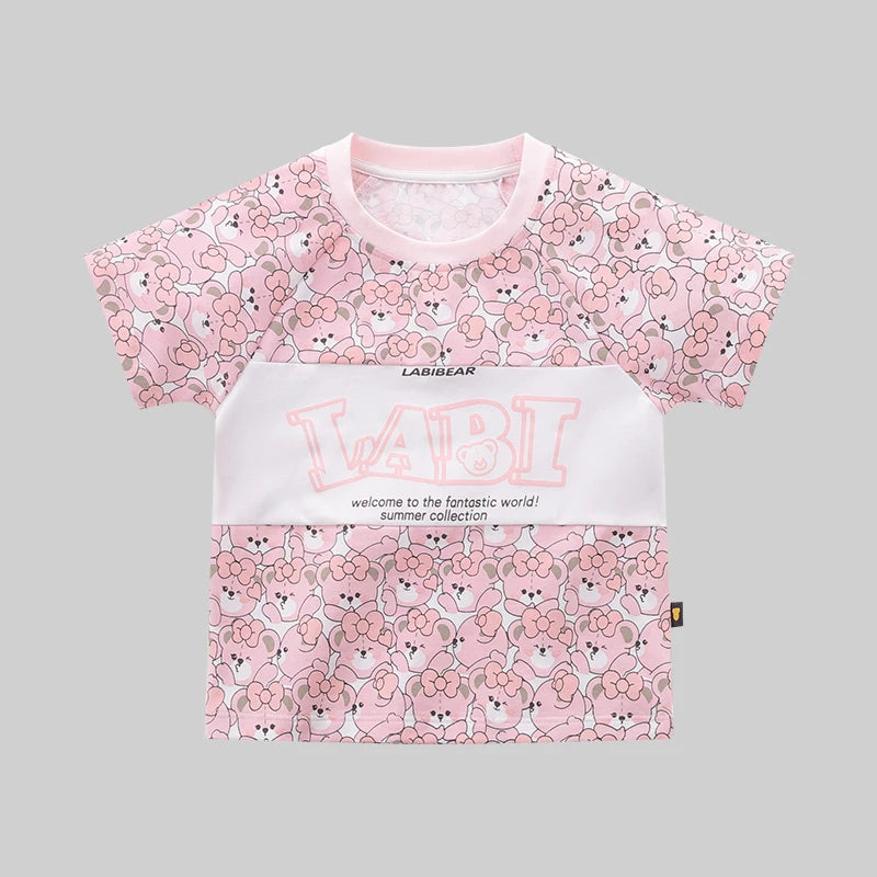 LABI BABY Summer Girls 2-5 Year Old Printed T-shirt High Quality Casual Loose kids clothes