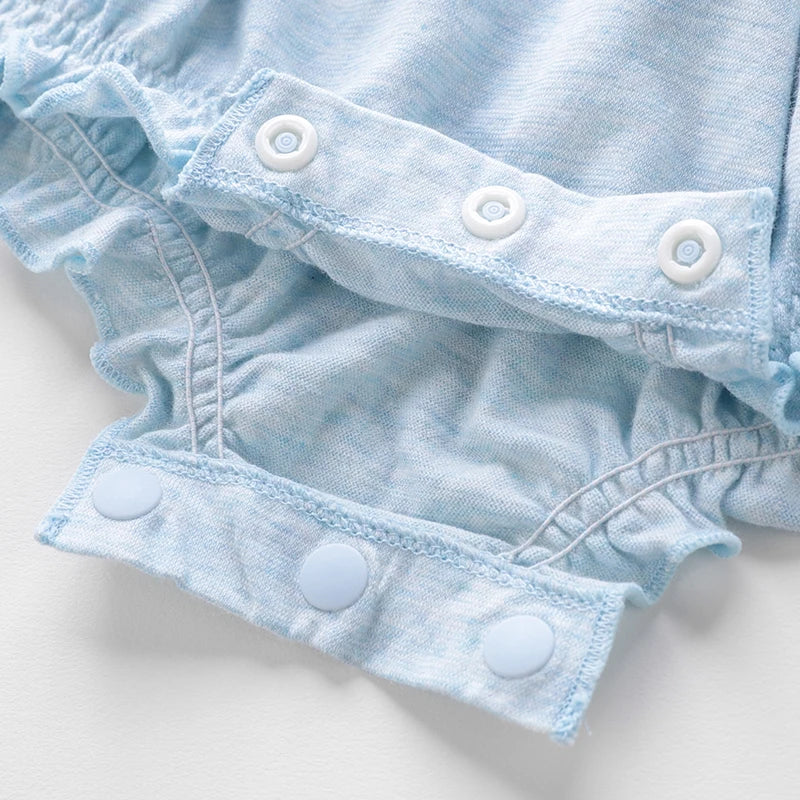 LABI BABY Baby Girls Summer Sleeveless Bodysuits Solid Color Cotton Baby Clothing bow Sweet Toddler Childrens Clothes