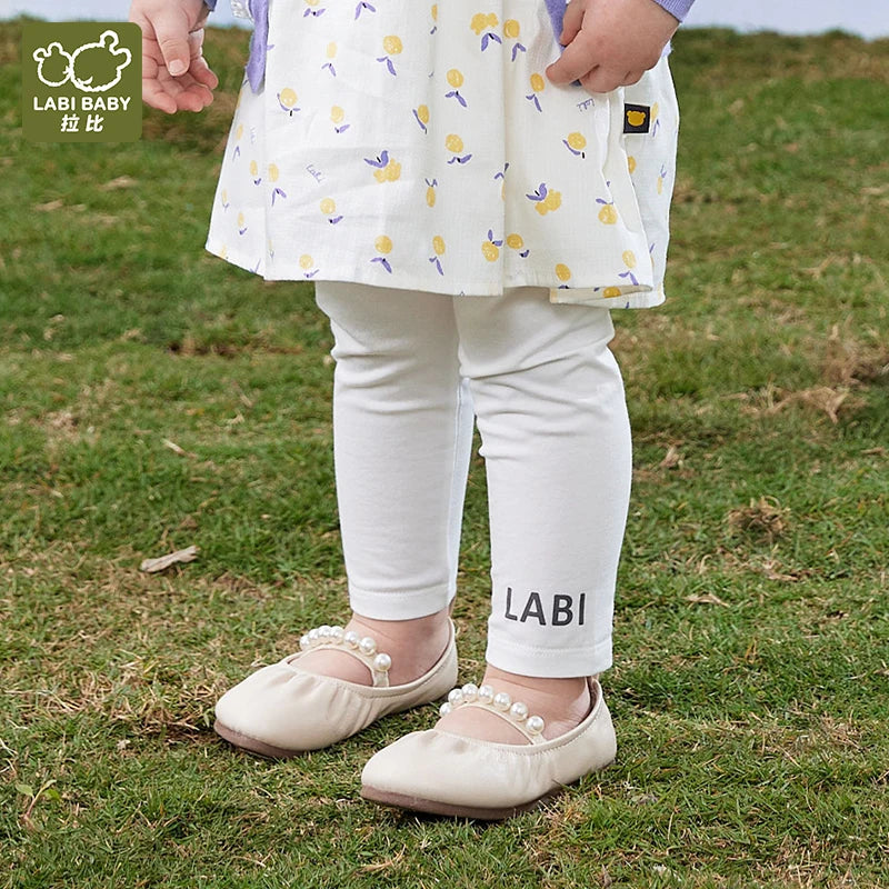 LABI BABY 1-4 Years Kids Elastic Leggings for Girls Children Spring Autumn Indoor Outdoor Casual Pants Toddler Trousers Clothes