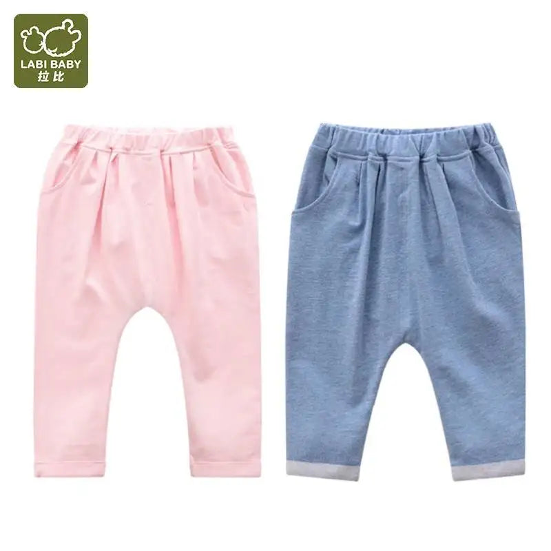 Baby Harem Pants Elastic Waist Trouser with Pockets Loose Kids Pants for Infant Toddler Casual Cotton Sports Pants Boys Girls