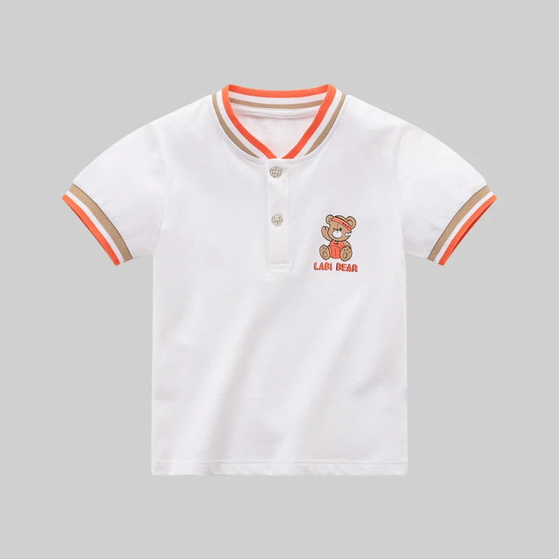 Baby Boys Polo Shirts Toddler Kids Summer Tops Short Sleeve T Shirt Boys Sports Clothes Bear Print Children Clothing 1-6 Years