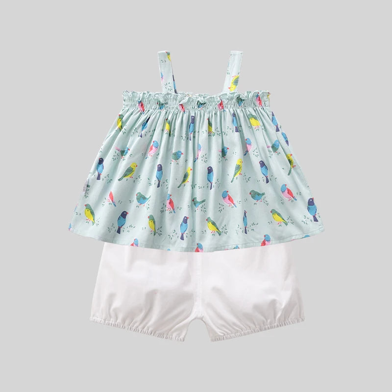 LABI BABY Summer Sleeveless Outfit Set for Newborn Girls Top Short Pant Thin Toddler T shirt Holiday Baby Top Infant ClothING