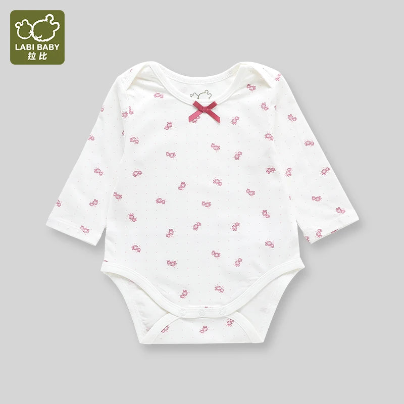 LABI BABY-peleles con lazo para niña, monos de algodón con roseta para bebé, mono bonito para recién nacido, mono de manga larga para niño, trajes de una pieza