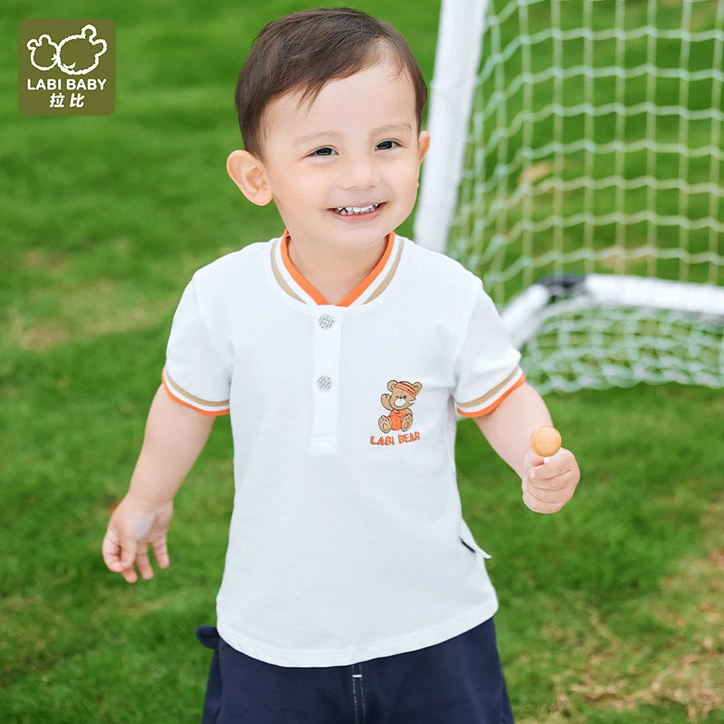 Baby Boys Polo Shirts Toddler Kids Summer Tops Short Sleeve T Shirt Boys Sports Clothes Bear Print Children Clothing 1-6 Years