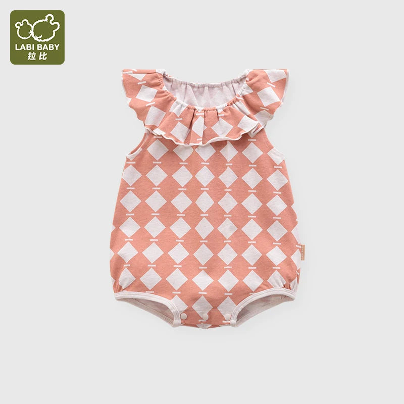 LABI BABY Monos con volantes para recién nacidos, peleles de verano para niñas, monos de algodón para recién nacidos, monos para niños pequeños, trajes de mono infantil, regalo