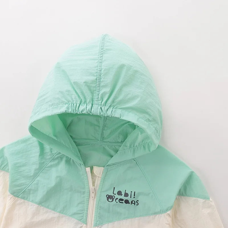 LABI BABY 1-6 Toddlers Windproof Hooded Jacket Thin Zipper Coat for Boys Girls Kids Casual Outerwear Spring Autumn Baby Clothes