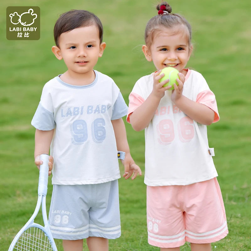 Boys and Girls Round Neck Sports Suit 1-6 Year Old Children's Clothing Short Sleeved Shorts Kids Clothing