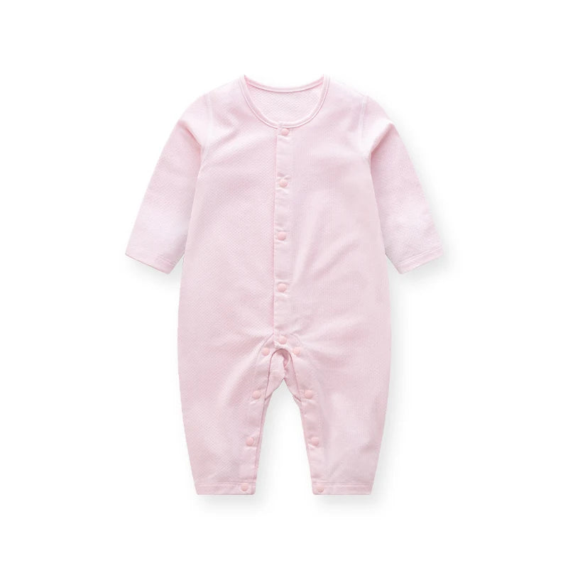 Four Seasons 3-18 Months Baby Bodysuit Boys and Girls Newborn Short Sleeved Rompers Solid Color Jumpsuit for Kids