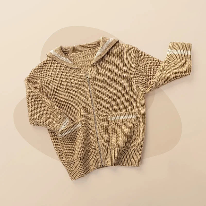 LABI BABY Girls Knitted Sweater Cardigan Autumn Sweater Coat Knitwear Outerwear Fashion Collar Tops Children Clothes 1-6 Toddler
