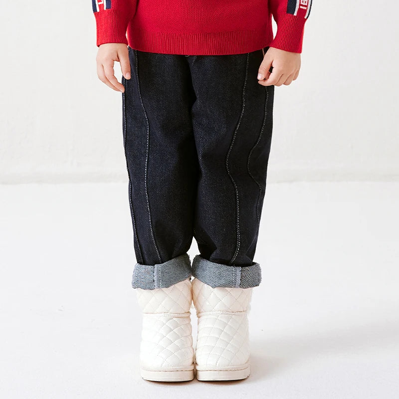 Durable Kids Denim Jeans for Boys Girls Outdoor Elastic Waist Cotton Trousers with Pockets Children Jeans Pants Kid Clothing