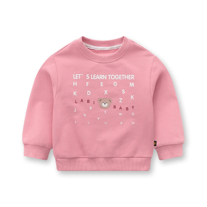 LABI BABY Boys Girls Autumn Tops Casual Long Sleeve Sweatshirt Kids Spring Clothes Children Clothing Red Grey Sportswear 1-6Year