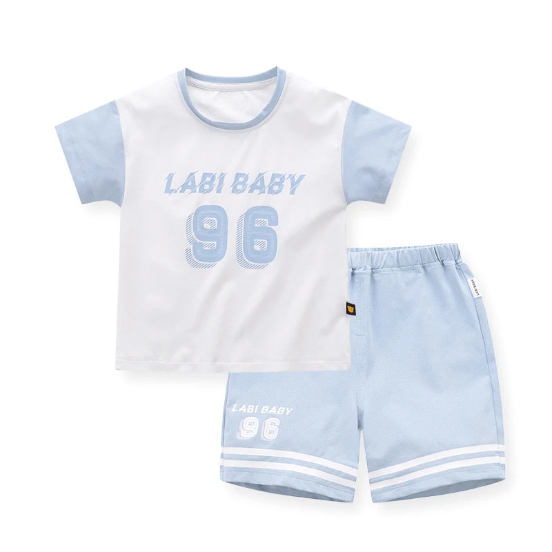 Boys and Girls Round Neck Sports Suit 1-6 Year Old Children's Clothing Short Sleeved Shorts Kids Clothing