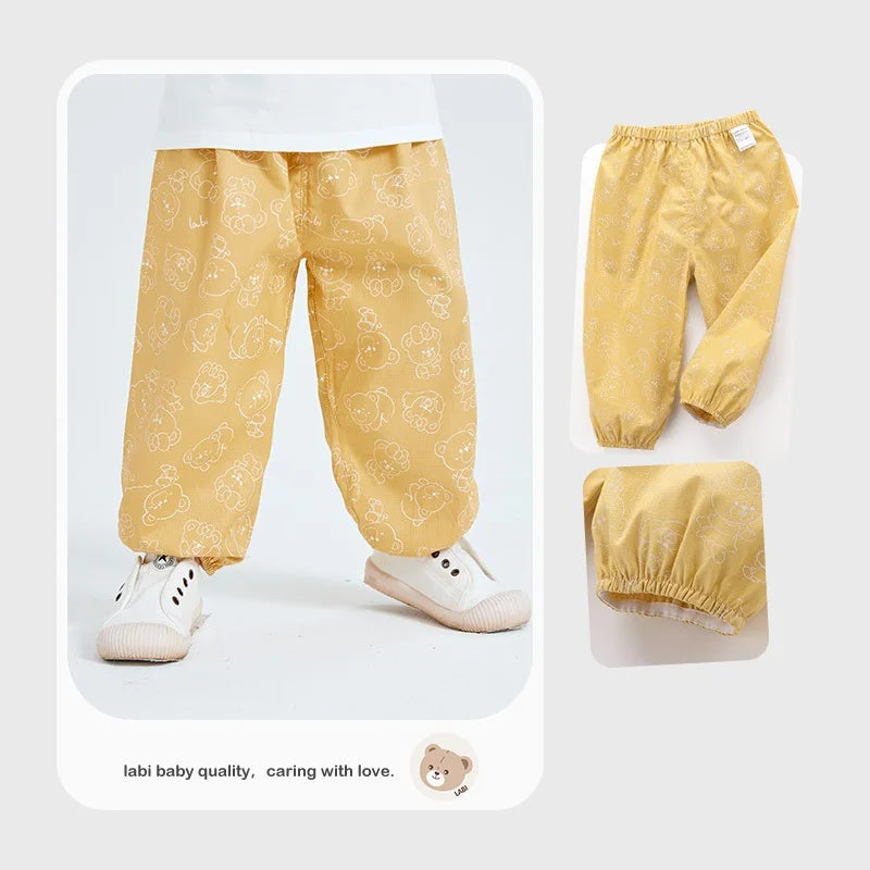 1-5 Year Summer Casual Pants for Boys Girls Cartoon Print Soft Trousers Breathable Spring Pants Kids Clothing Baby Clothes 2024