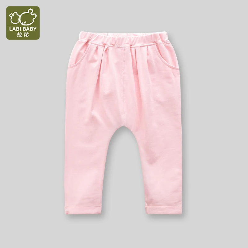 Baby Harem Pants Elastic Waist Trouser with Pockets Loose Kids Pants for Infant Toddler Casual Cotton Sports Pants Boys Girls
