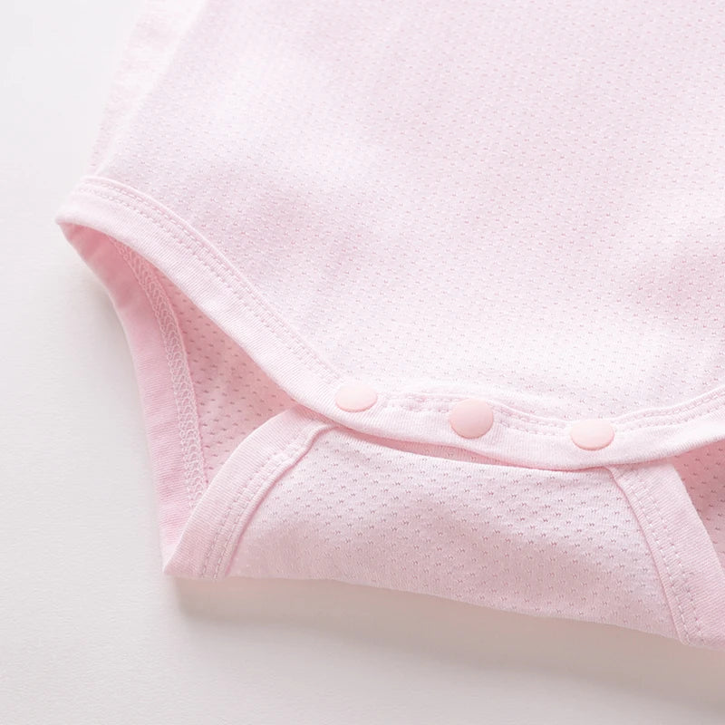 LABI BABY Short Sleeve Rompers for Newborn Baby Soft Cotton Infant Classic Pajamas Solid Color Clothes Boy and Girl Clothes