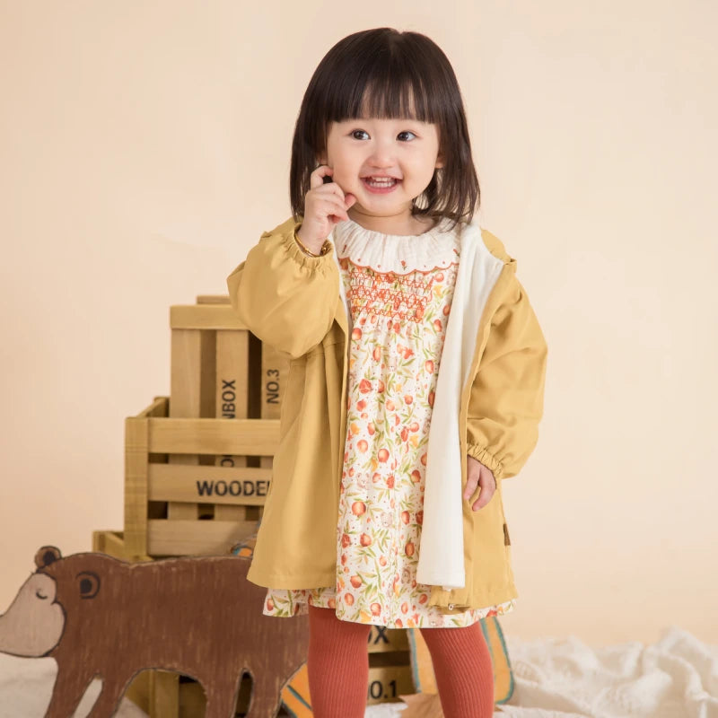 LABI BABY Girl Jacket Autumn Long Sleeve Hooded Coat Casual Outerwear Windbreaker for Girls Clothes Velvet Inside 1-6 Toddlers