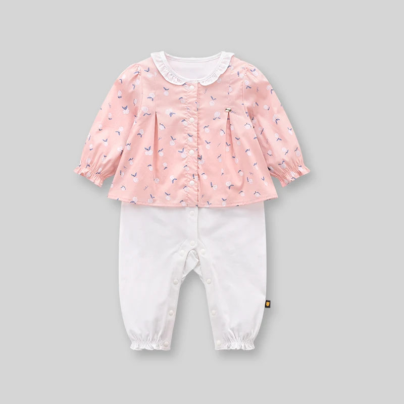 LABI BABY Princess Romper Korean Style Toddler Girls Bodysuits Cute Collar Jumpsuits Infant Long Sleeve Playsuits Spring Autumn