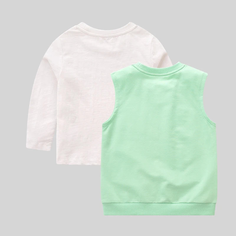 LABI BABY Girl Sweatshirt Dress Suit Long Sleeve Two Piece Dresses Kids Children Long Top Autumn Spring Clothing School Outfits