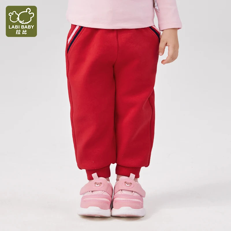 LABI BABY Sports Pants for Kids Green Red Trousers Boys Girls Elastic Waist Casual Sweatpants Children Clothes Autumn 66-110cm